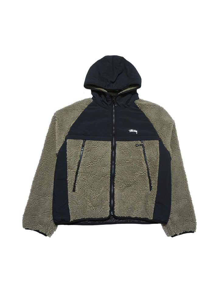Stussy Sherpa Paneled Hood Jacket - Stone