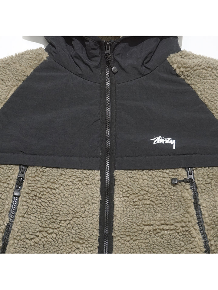 Stussy Sherpa Paneled Hood Jacket - Stone