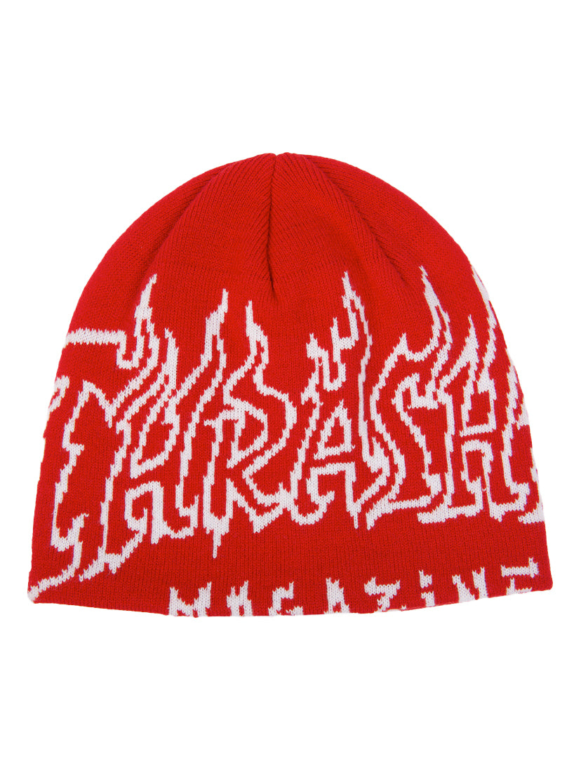 Thrasher Fire Outlined Skully Beanie - Red