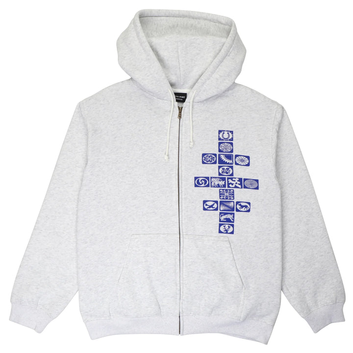 Passport Kollaasi Zip Hoodie - White Marle