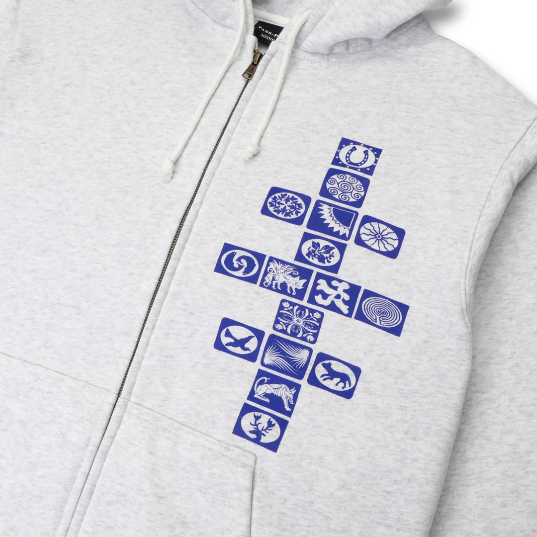 Passport Kollaasi Zip Hoodie - White Marle