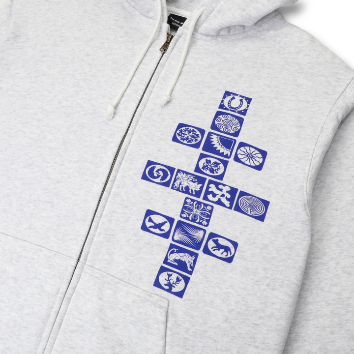 Passport Kollaasi Zip Hoodie - White Marle