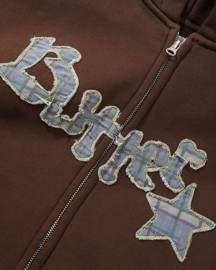 Butter Goods Edge Applique Zip-Thru Hood - Brown