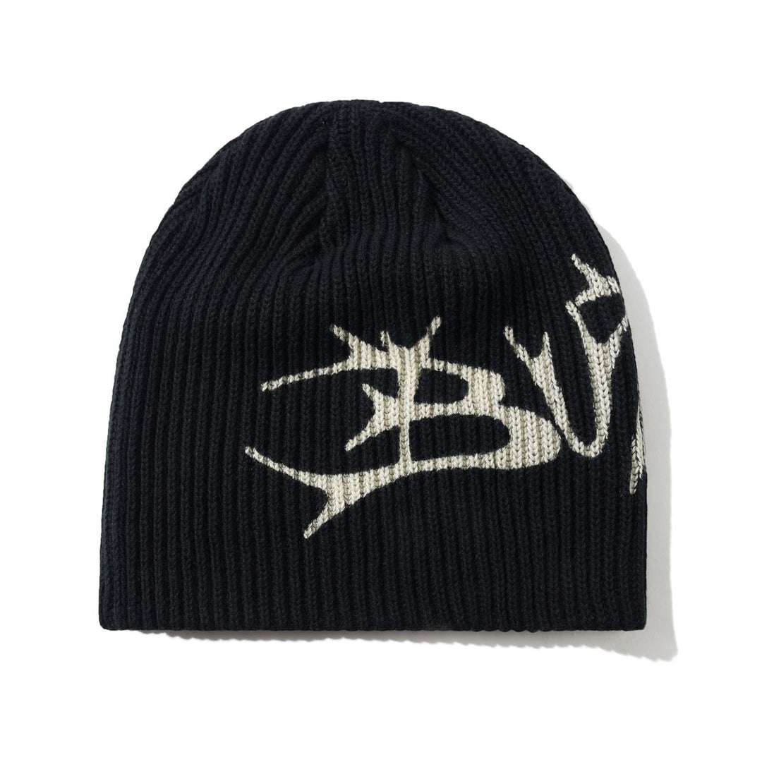 Butter Scrawling Skully Beanie - Black