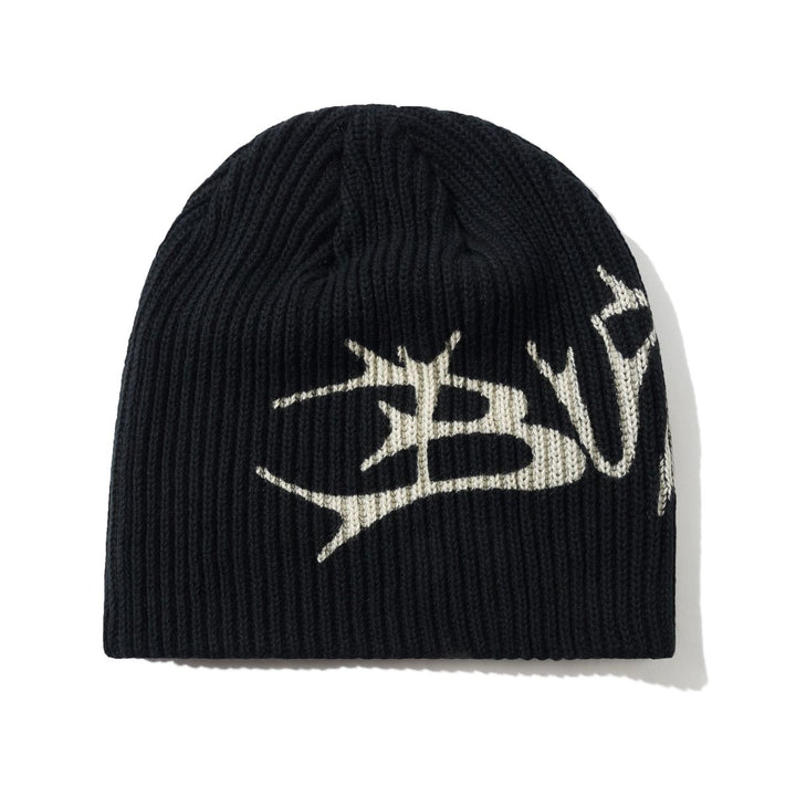 Butter Scrawling Skully Beanie - Black
