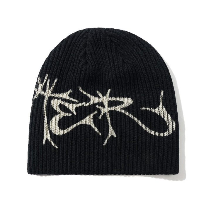 Butter Scrawling Skully Beanie - Black