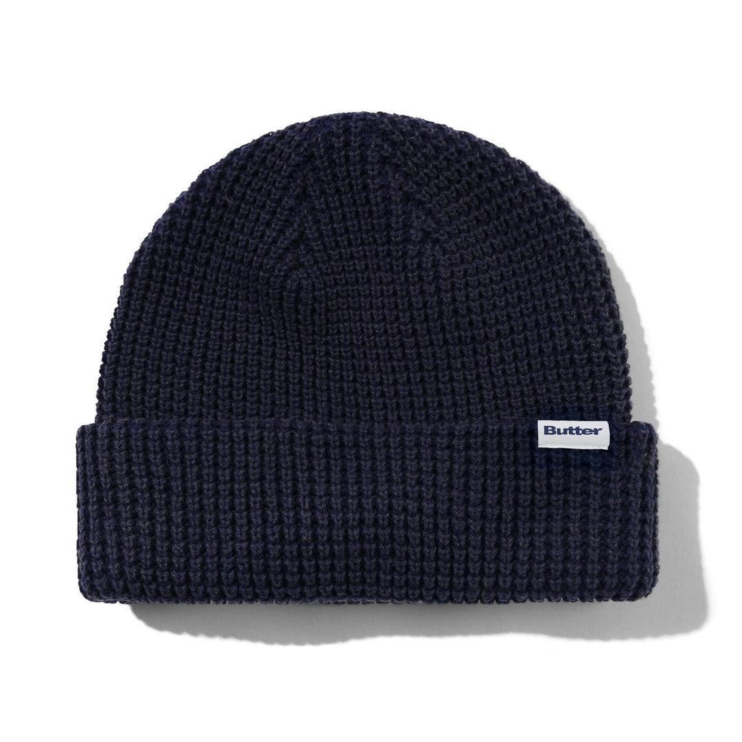 Butter Distressed Waffle Knit Beanie - Washed Navy