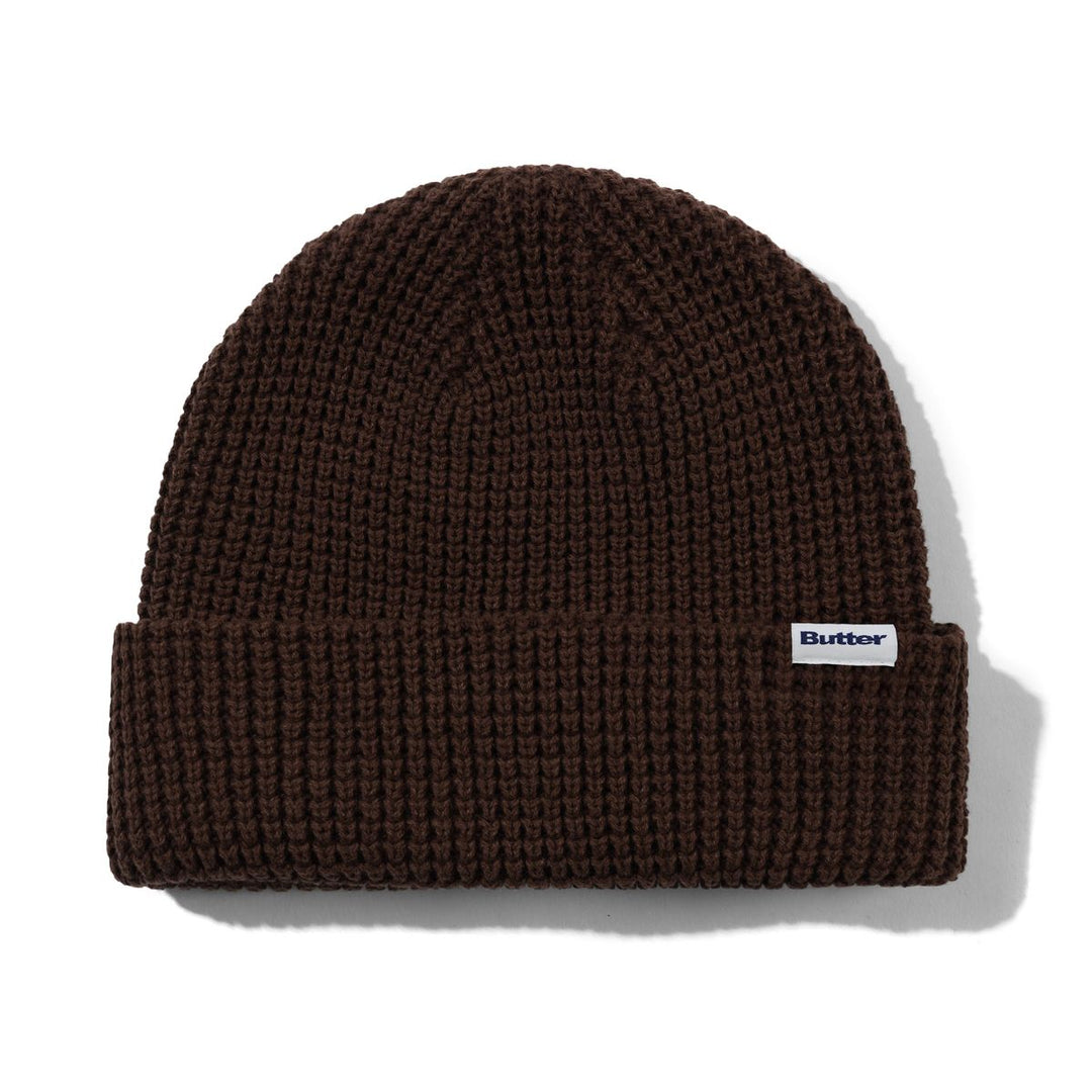 Butter Distressed Waffle Knit Beanie - Washed Bark