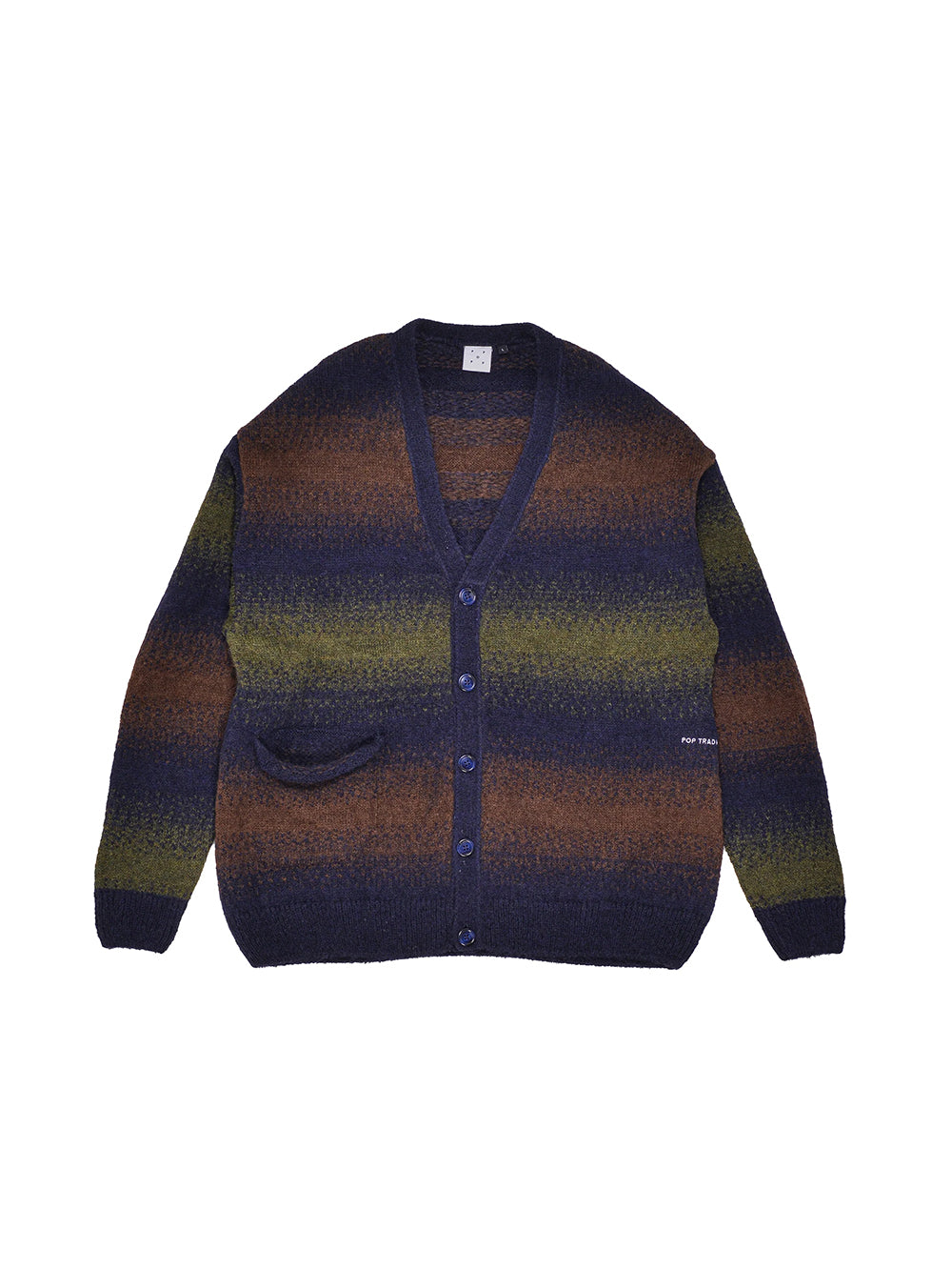 POP TRADING COMPANY STRIPE KNITTED CARDIGAN FOLIAGE