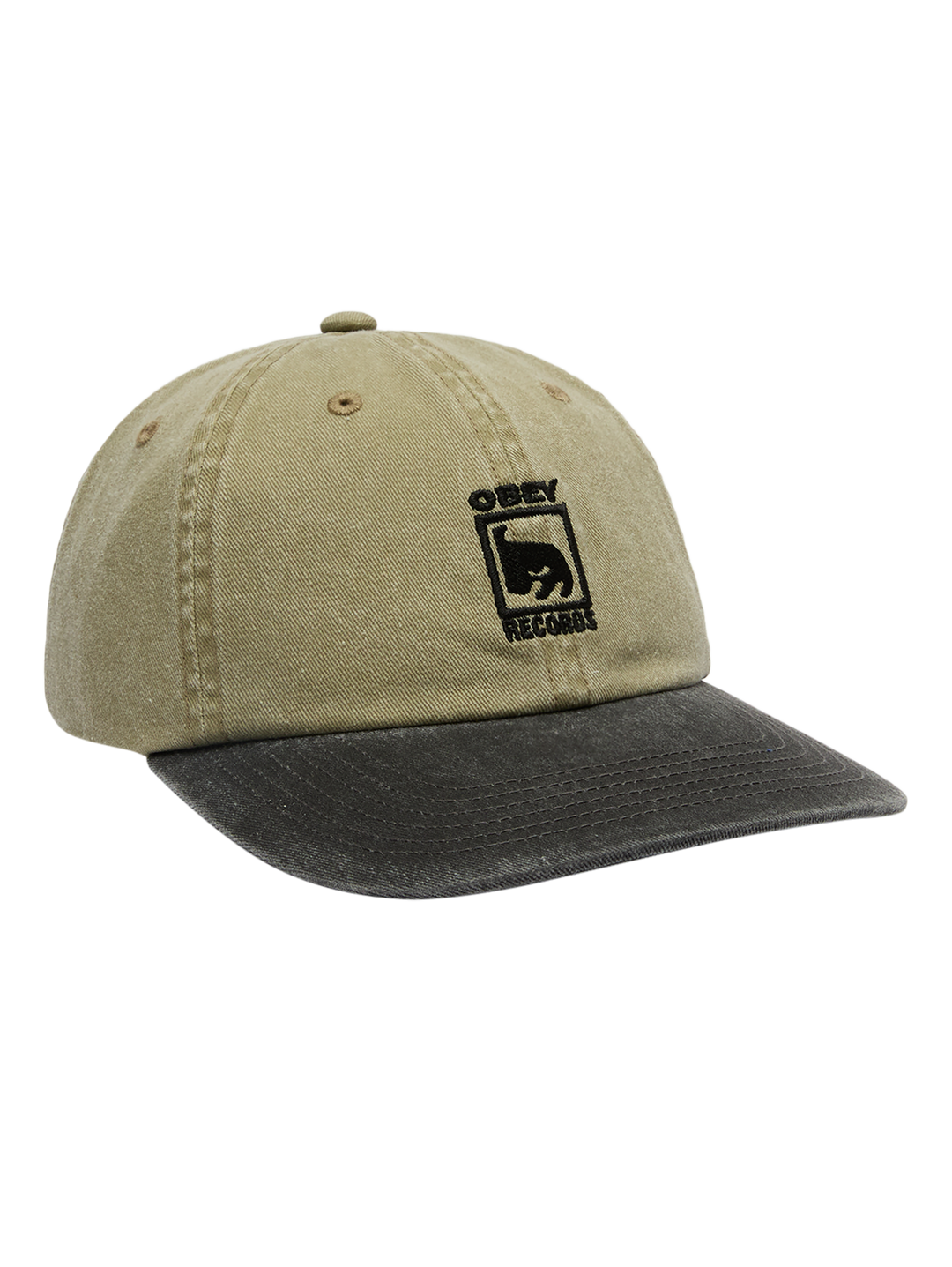 Obey Records 6 Panel Hat - Khaki