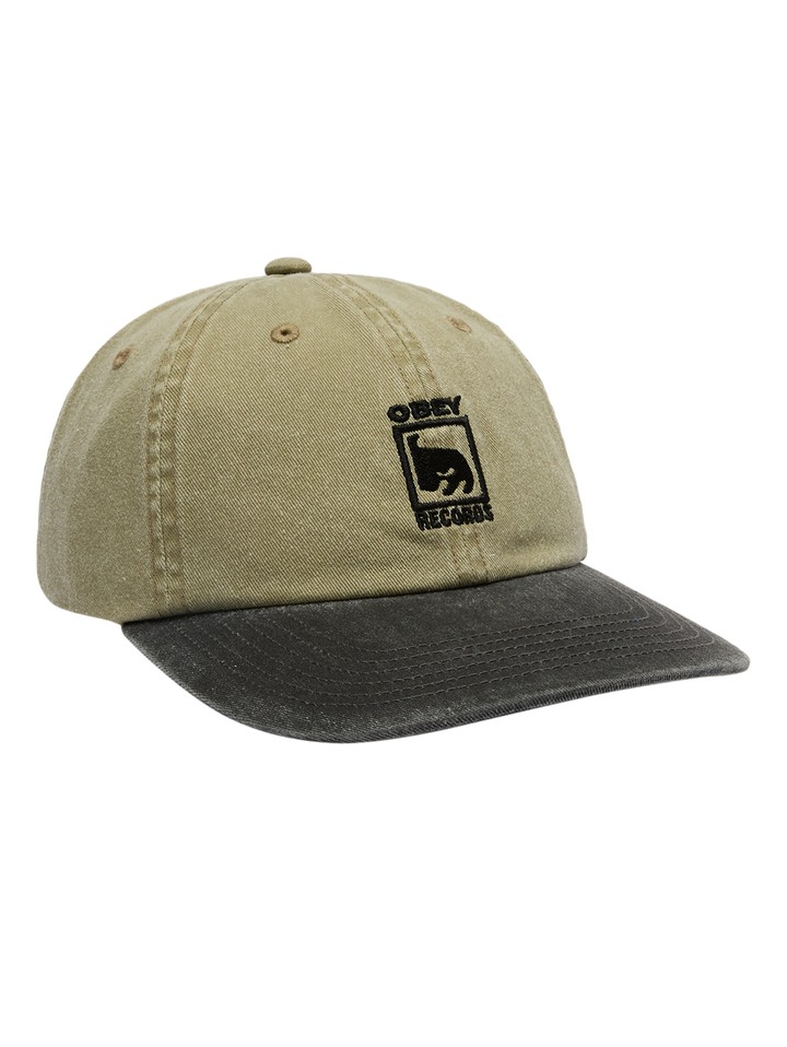 Obey Records 6 Panel Hat - Khaki