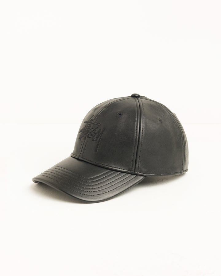 Stussy LP Leather Strapback Cap - Black