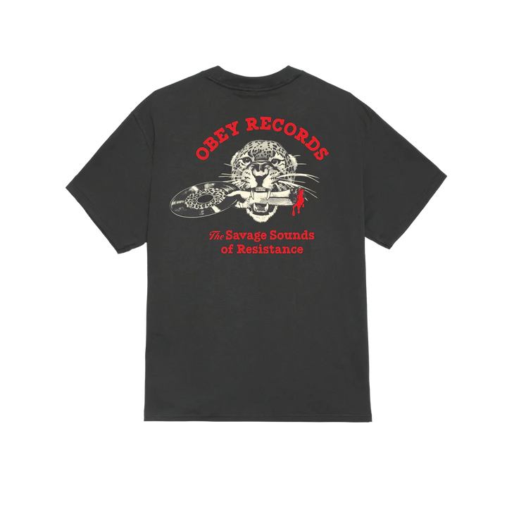 Obey Savage Sounds Leopard Tee - Vintage Black