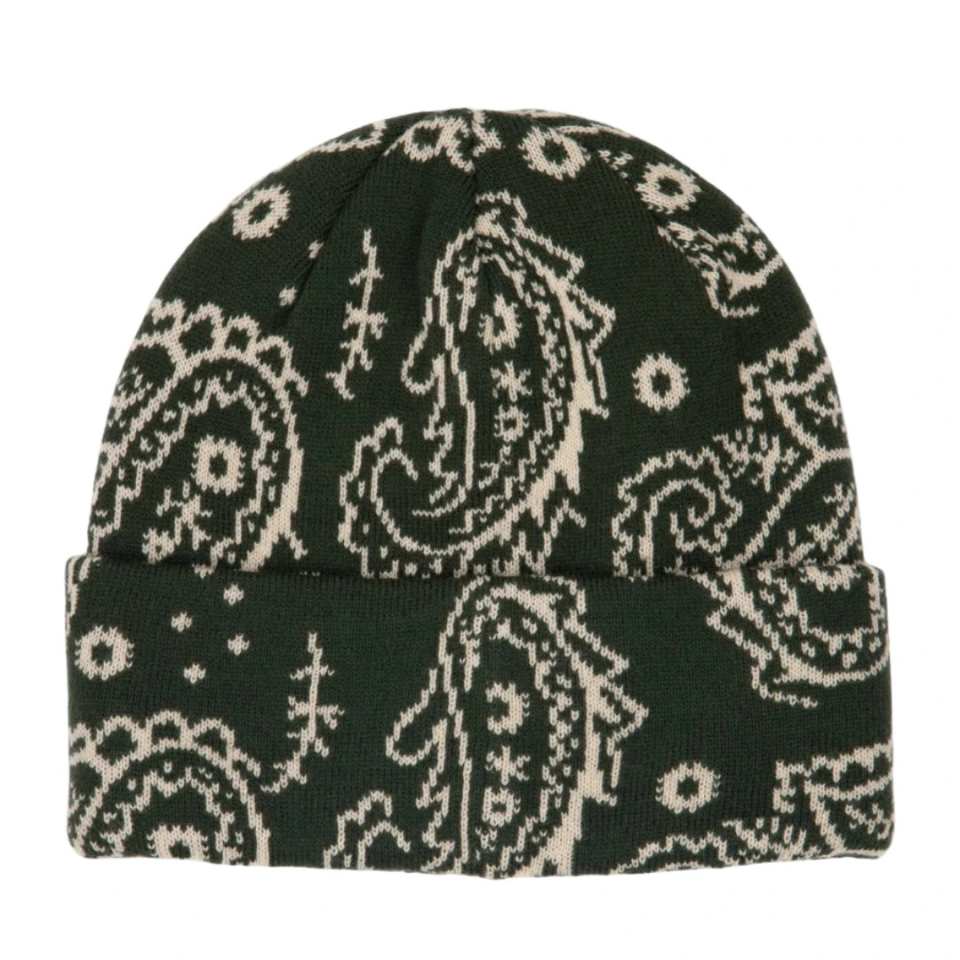 Corduroy Paisley Beanie - Green