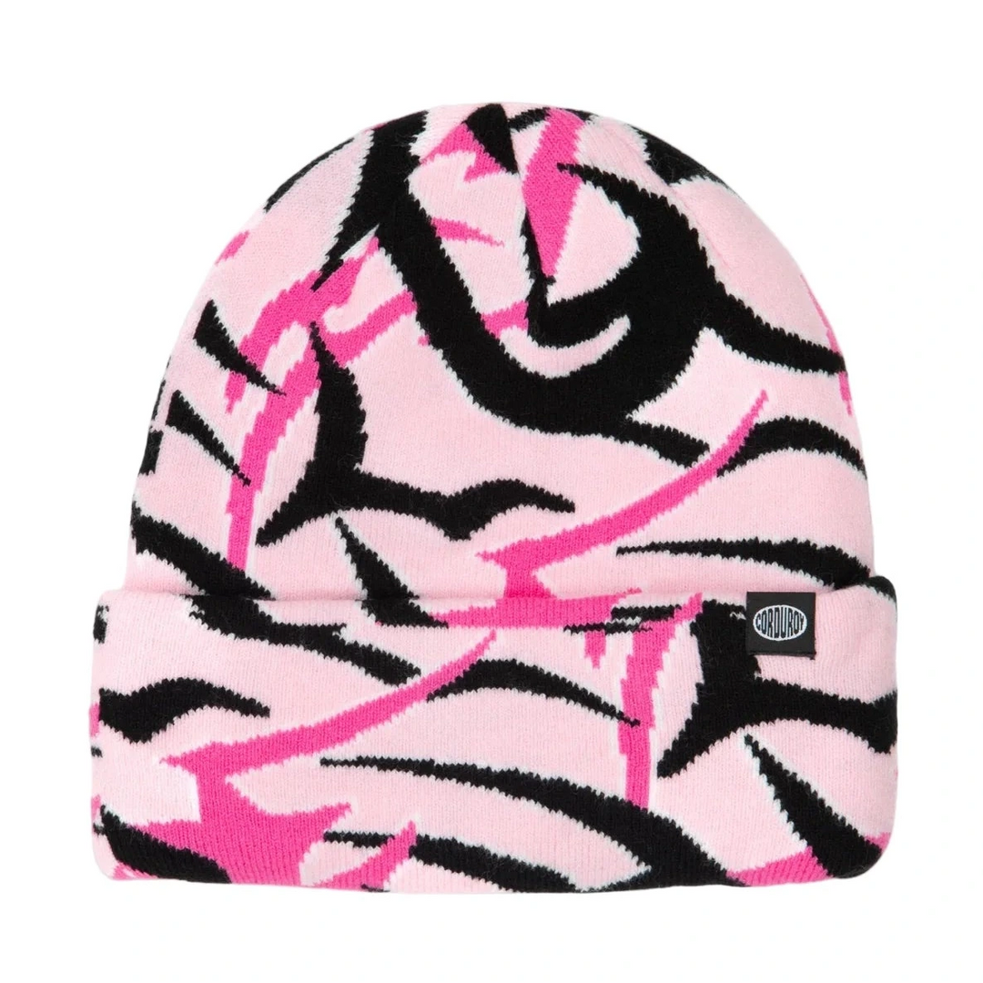 Corduroy Tribal Camo Beanie - Pink