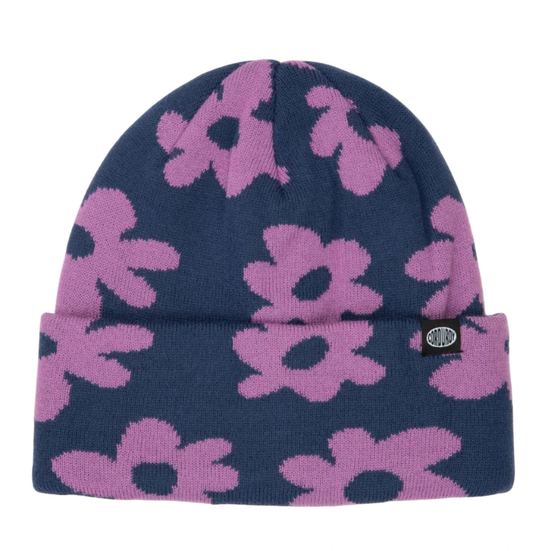 Corduroy Wildflower Beanie - Purple