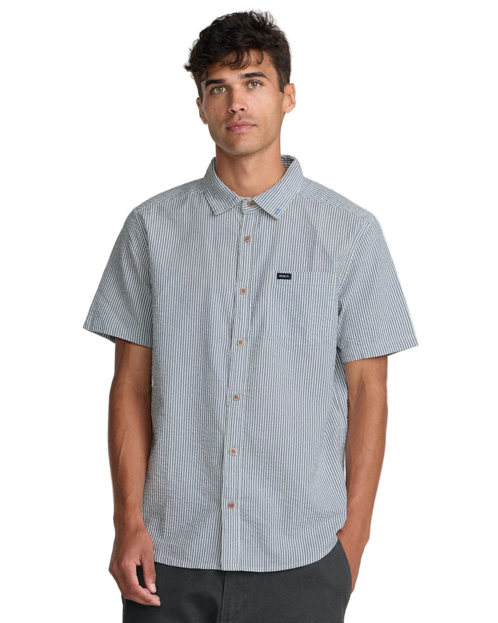 RVCA That'll Do Seersucker SS Shirt - Vintage Navy