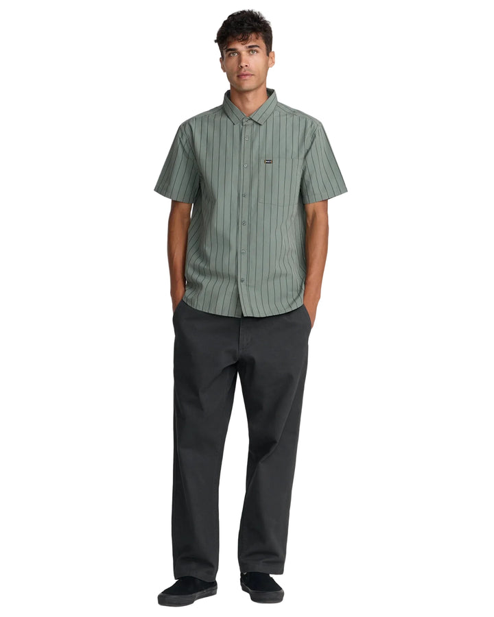 RVCA Dayshift Workwear Stripe SS - Sage Leaf