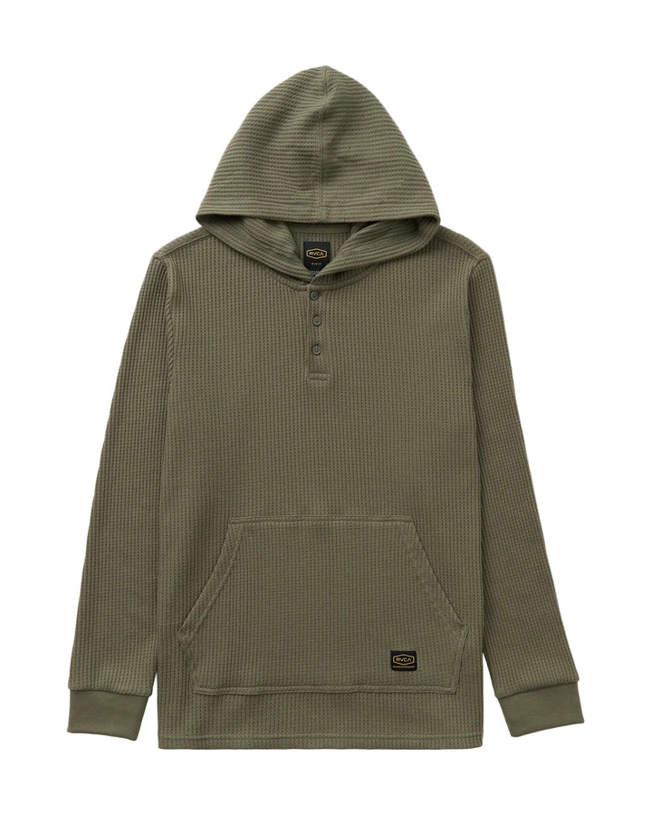 RVCA DayShift Thermal Hooded Henley - Olive