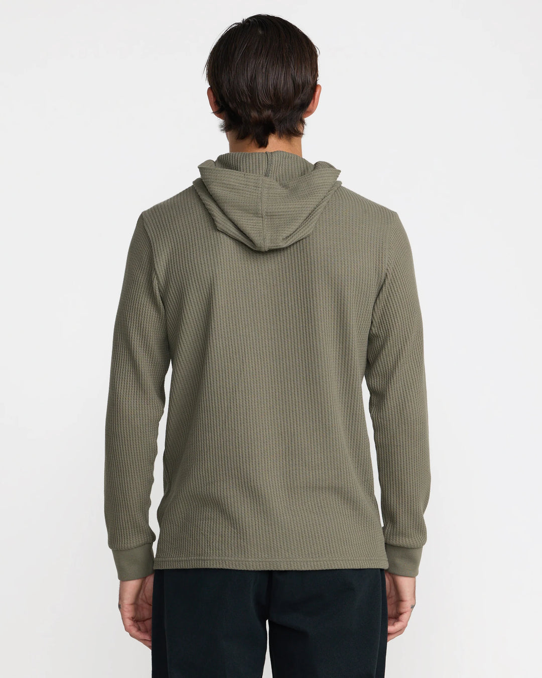RVCA DayShift Thermal Hooded Henley - Olive