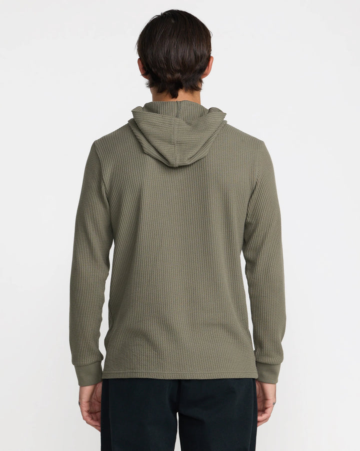 RVCA DayShift Thermal Hooded Henley - Olive