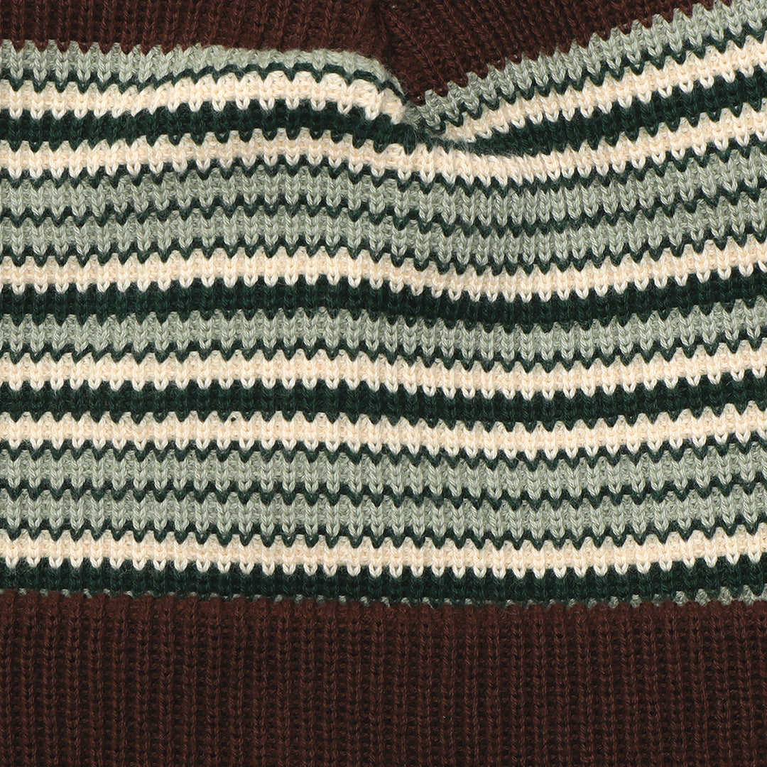 Passport Striped Organic Knit Beanie - Chocolate
