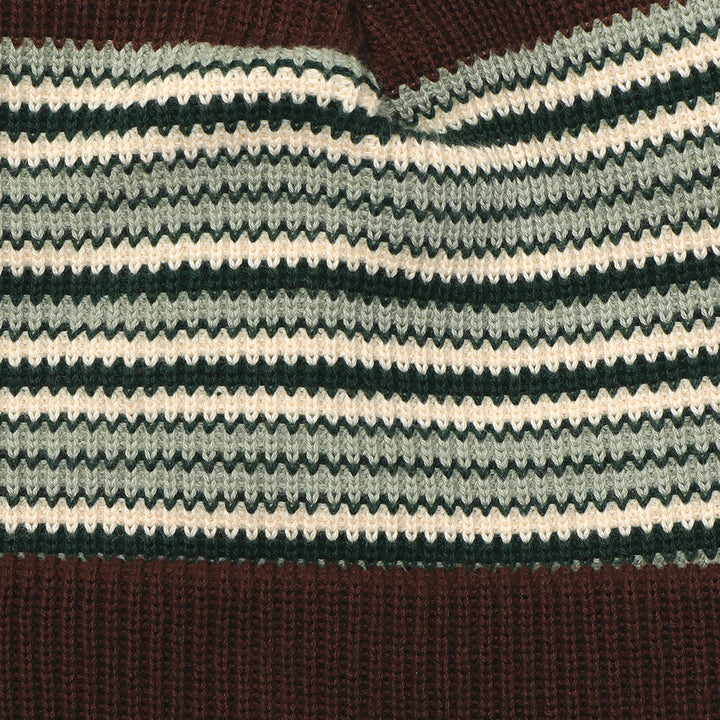 Passport Striped Organic Knit Beanie - Chocolate