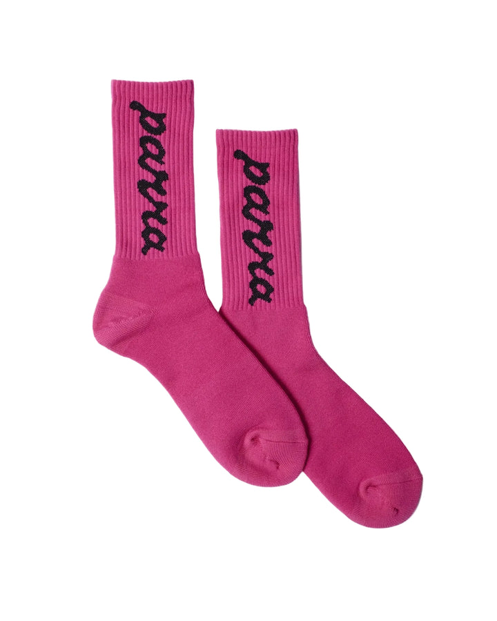 Parra Lowercase Script Logo Crew Socks - Hot Pink