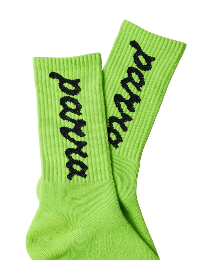 Parra Lowercase Script Logo Crew Socks - Acid Green