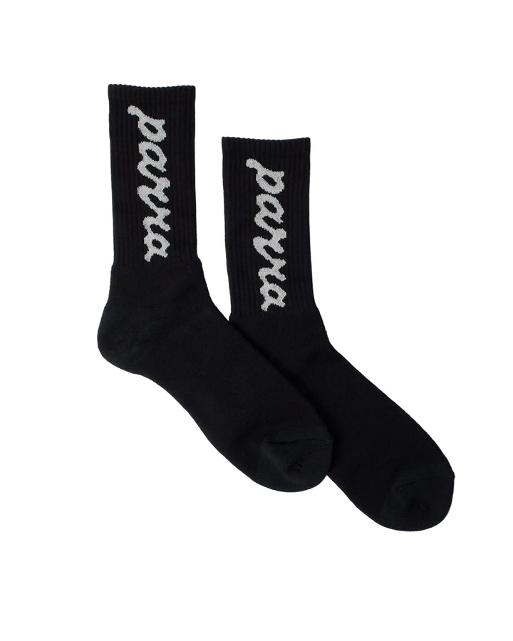 Parra Lowercase Script Logo Crew Socks - Black