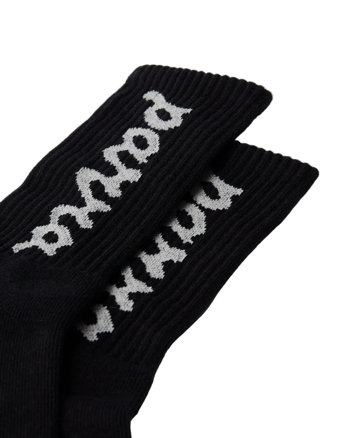 Parra Lowercase Script Logo Crew Socks - Black