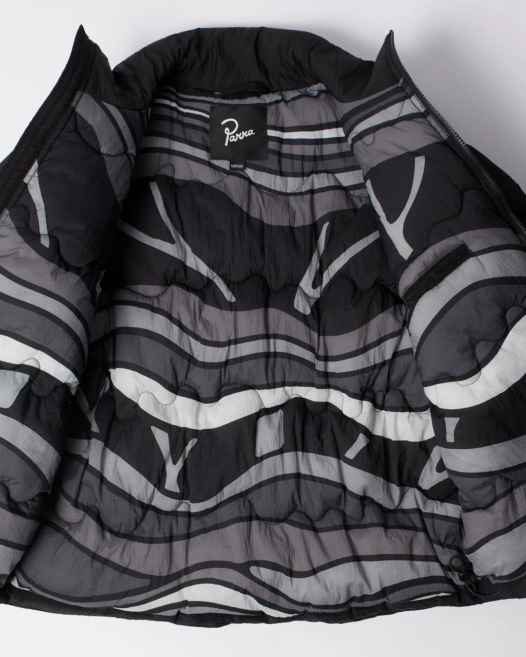 Parra Wavy Puffer Jacket - Black