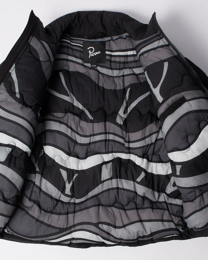 Parra Wavy Puffer Jacket - Black