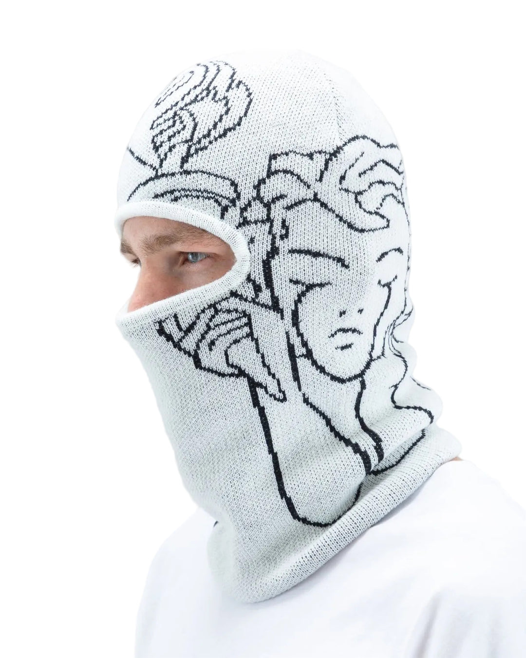 Beyond Medals Jacquard Knit Angel Balaclava - White