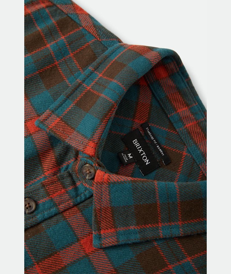 Brixton Bowery Flannel - Walnut Brown / Ultramarine