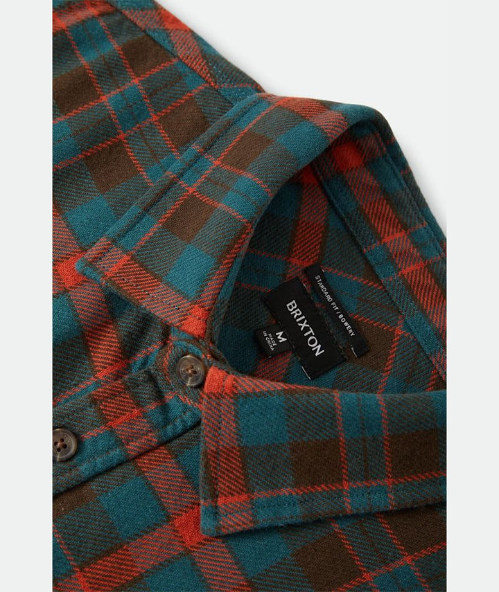 Brixton Bowery Flannel - Walnut Brown / Ultramarine