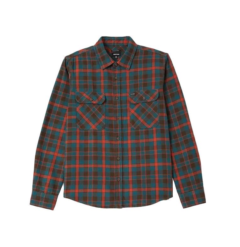 Brixton Bowery Flannel - Walnut Brown / Ultramarine