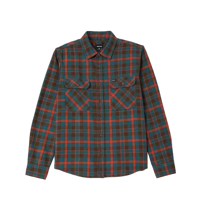 Brixton Bowery Flannel - Walnut Brown / Ultramarine