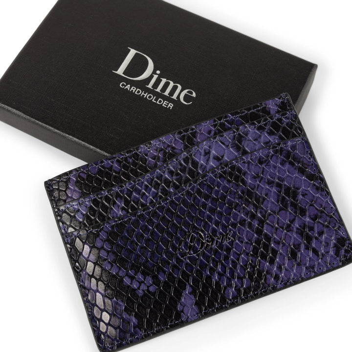Dime Embossed Leather Card Holder - Purple Snake