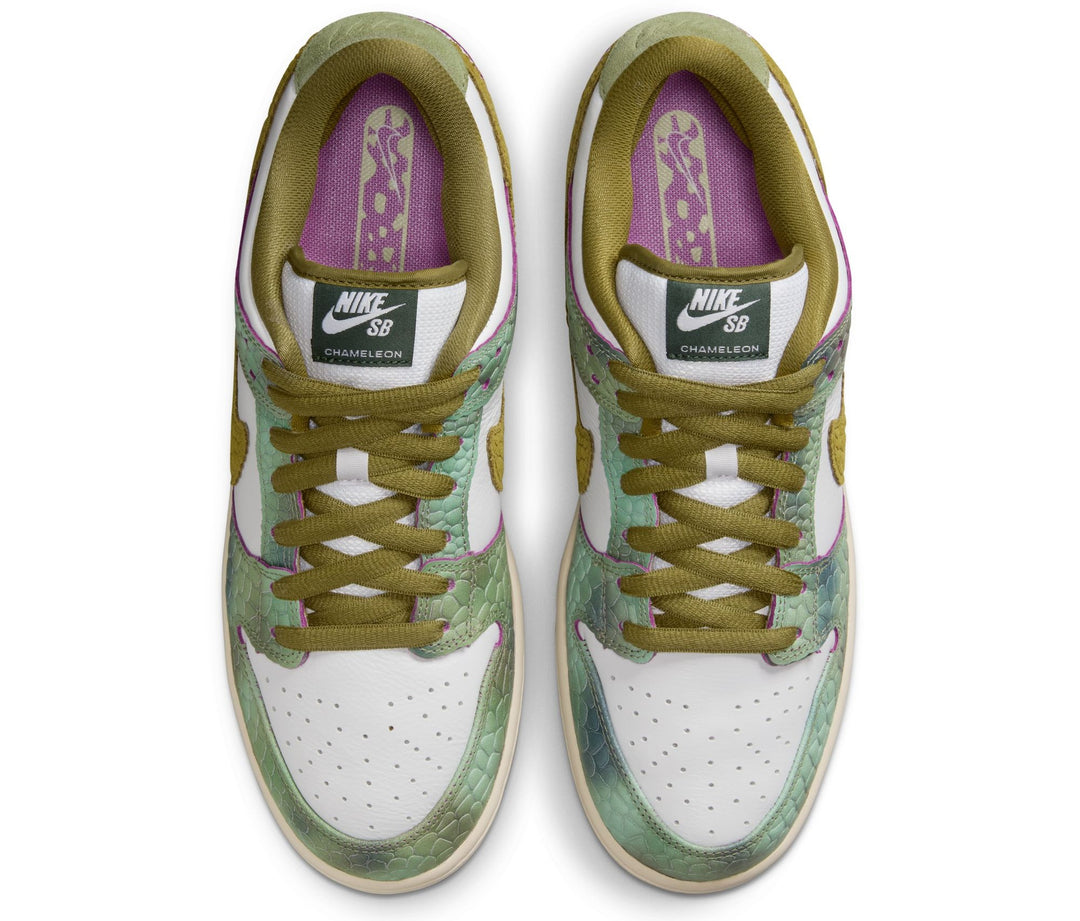 Nike SB Dunk Low Pro QS (Chameleon) - Oil Green / Desert Moss / White Vert Petrol