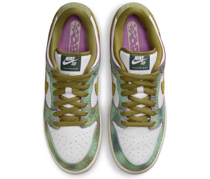 Nike SB Dunk Low Pro QS (Chameleon) - Oil Green / Desert Moss / White Vert Petrol