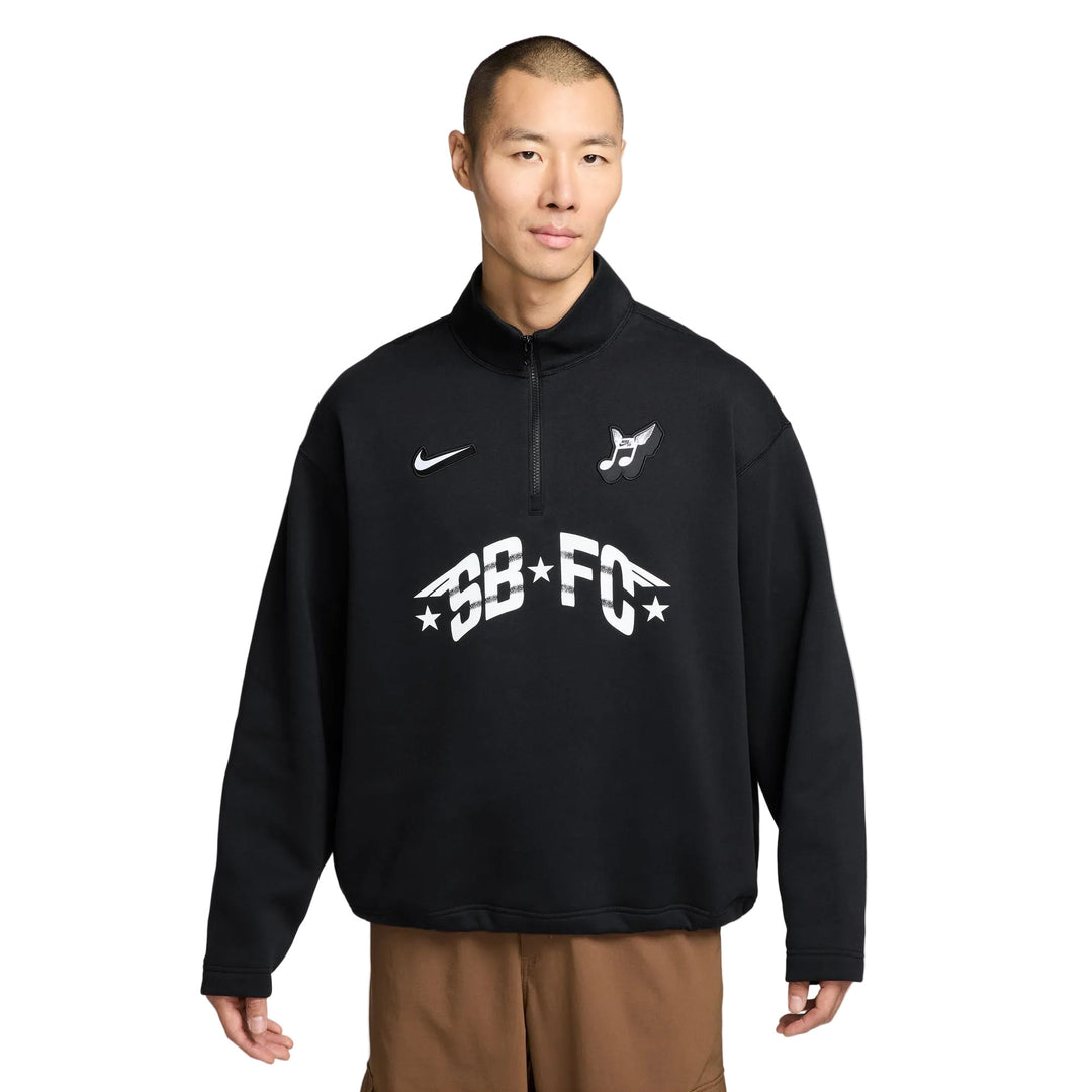 Nike SB Skate 1/2-Zip Fleece Crew-Neck Sweatshirt - Black / White