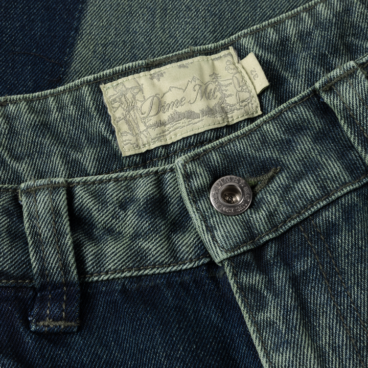Dime Baggy Denim Pants - Distressed Green