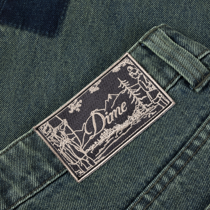 Dime Baggy Denim Pants - Distressed Green
