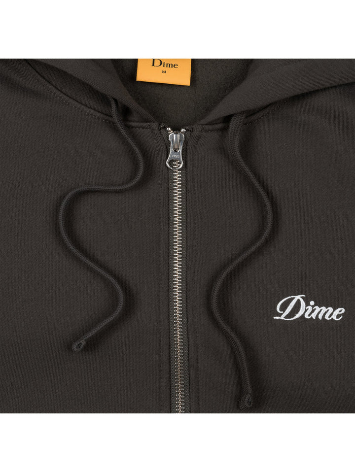 Dime Cursive Logo Zip Hoodie - Vintage Black