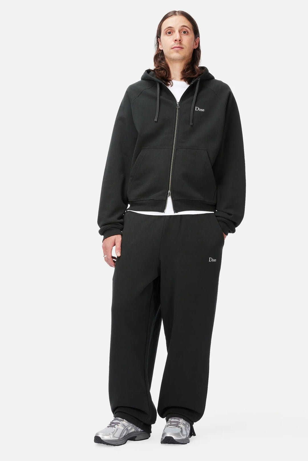 Dime Classic Logo Zip Hoodie - Pirate Black