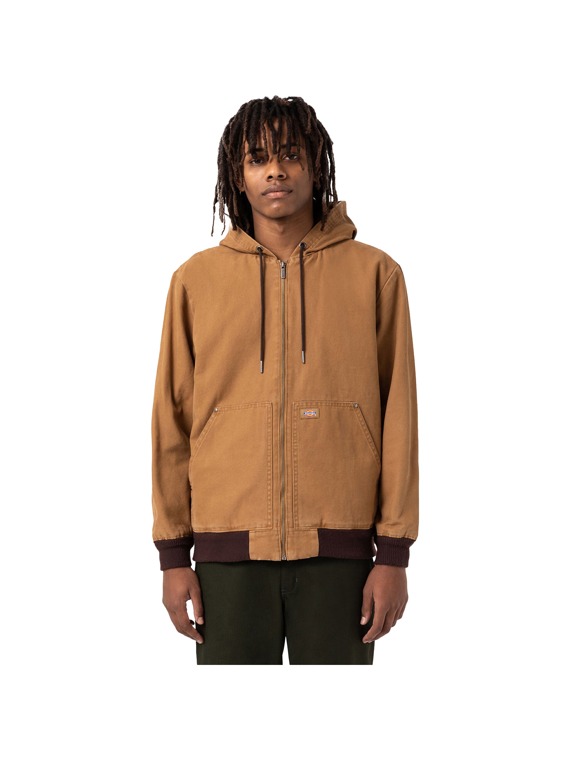Dickies Hooded Bomber Jacket Stonewashed Brown Duck Civil