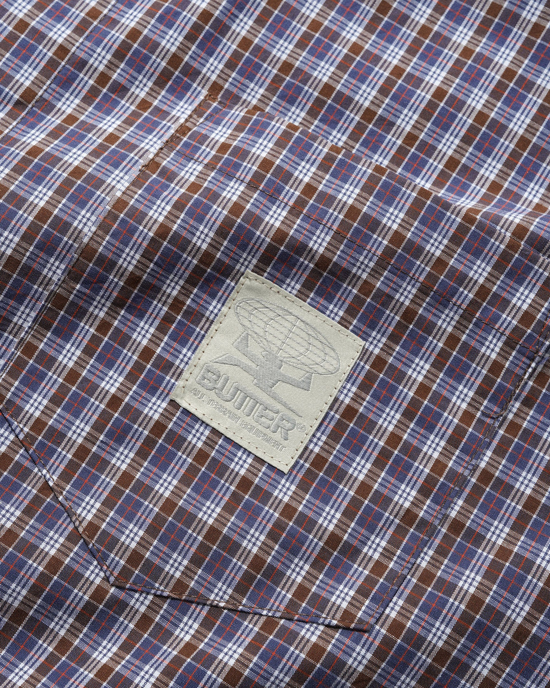 Butter Equiptment S/S Shirt - Navy/Brown