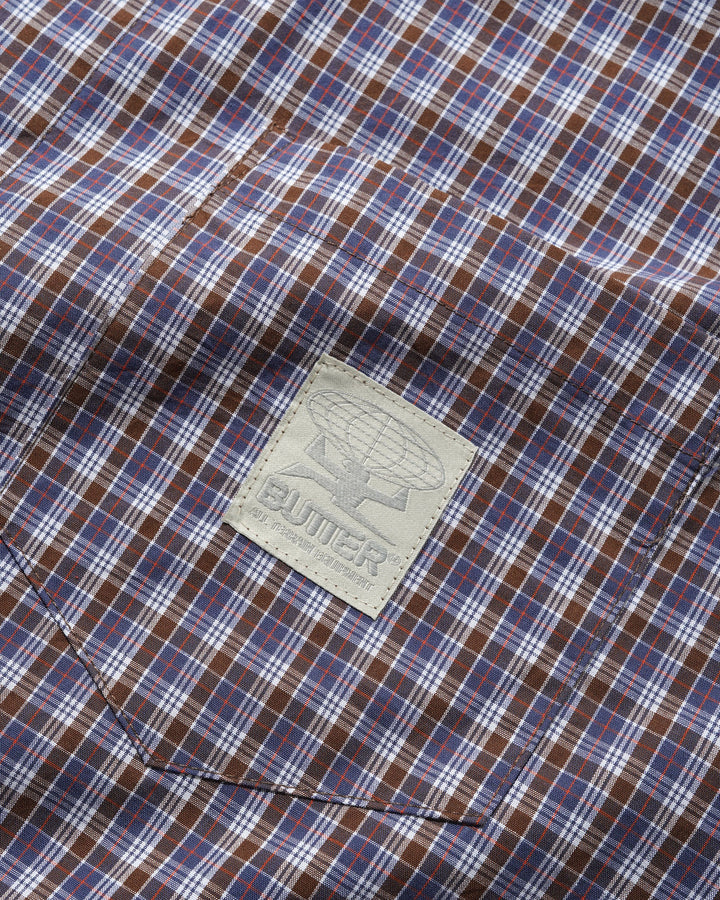 Butter Equiptment S/S Shirt - Navy/Brown