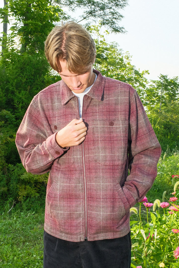 Quasi Grain Full Zip Shirt Jacket - Red